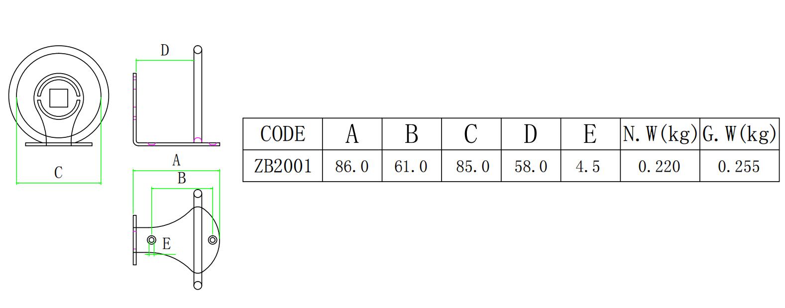 Размер ZB2001 